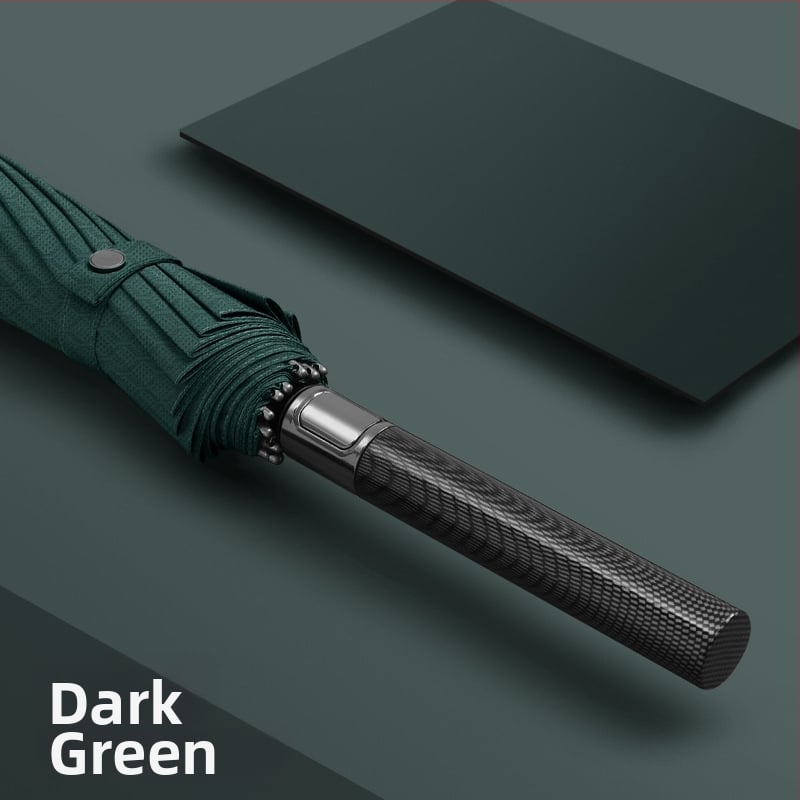 Реверсивен сгъваем чадър с 280T плат, автоматично отваряне/затваряне, каркас с 10 ребра от фибър, обхват 55–61 см, UV защита UPF30+, двойно дебело покритие, мъжки бизнес чадър