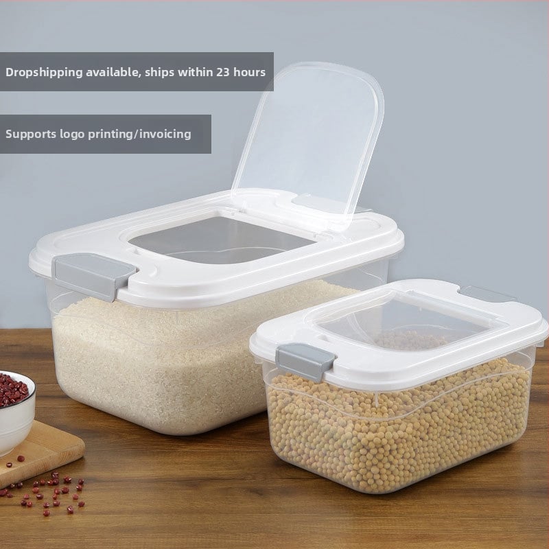 Cutie de depozitare cereale pentru uz casnic, etanșă, rezistentă la umezeală și insecte, din plastic PP, de calitate alimentară, capacitate peste 10 L