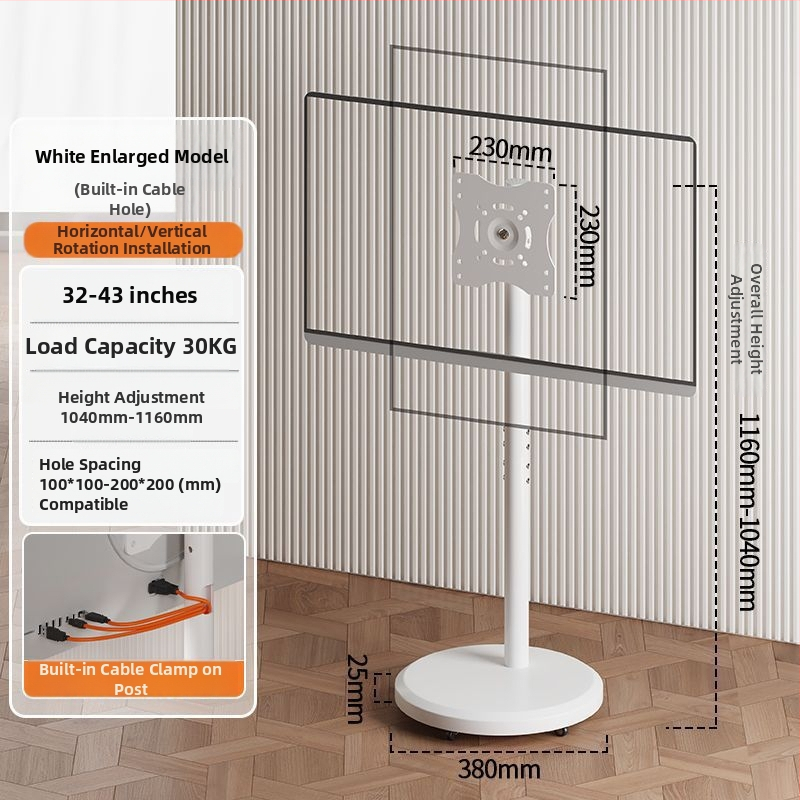 Podna mobilna stalk za zaslon s rotirajućim zaslonom, podesivi visina TV stalak s kotačićima — mehaničko upravljanje; međudržavni izvoz; pribor; daljinski upravljač za TV
