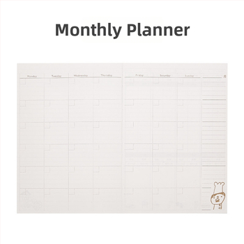 Caiet cu planificare lunară și săptămânală, înregistrări privind veniturile și cheltuielile gospodăriei, planificare zilnică a cheltuielilor; stil japonez-coreean, copertă PVC, legare cu ață, 50 de pagini