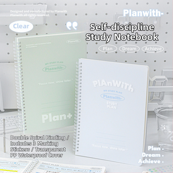Planwith jurnal cu foi detașabile pentru autodisciplină, planificare simplă, copertă PP, legare cu ață, hârtie 320 g, 1–50 pagini