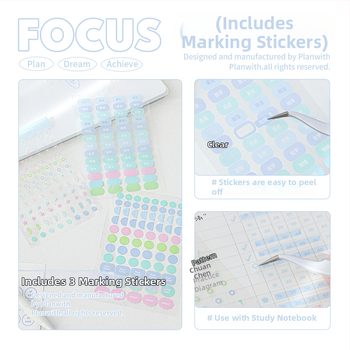Planwith jurnal cu foi detașabile pentru autodisciplină, planificare simplă, copertă PP, legare cu ață, hârtie 320 g, 1–50 pagini