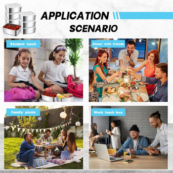 Cutie din oțel inoxidabil pentru păstrarea alimentelor, pătrată, 2.1–3 L, portabilă, împărțită în compartimente, stil japonez