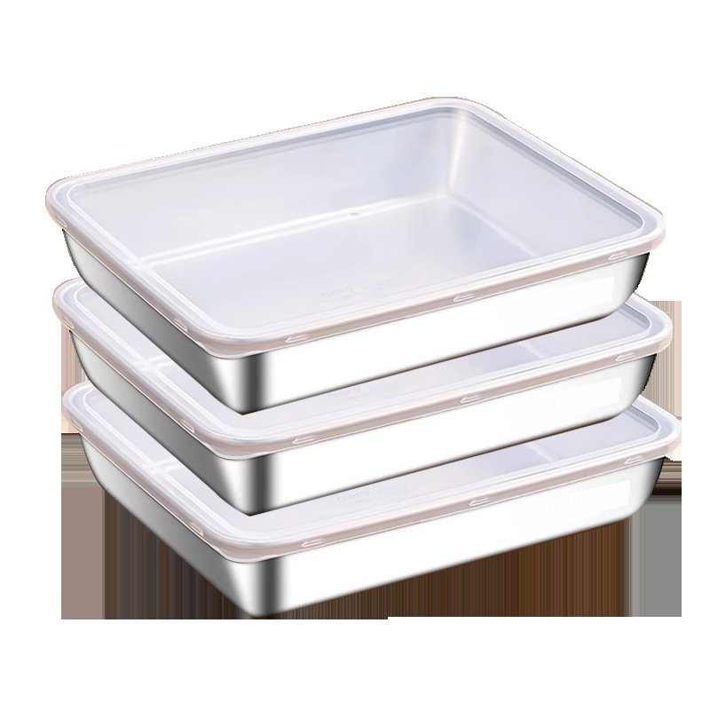 Cutie din oțel inoxidabil pentru păstrarea alimentelor, pătrată, 2.1–3 L, portabilă, împărțită în compartimente, stil japonez