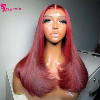 Perucă din păr real, cu dantelă frontală, țesută manual, potrivită pentru vopsire și pentru perm