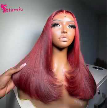 Perucă din păr real, cu dantelă frontală, țesută manual, potrivită pentru vopsire și pentru perm