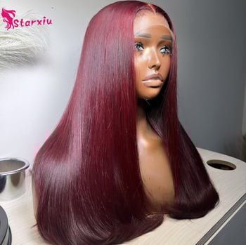 Perucă din păr real, cu dantelă frontală, țesută manual, potrivită pentru vopsire și pentru perm