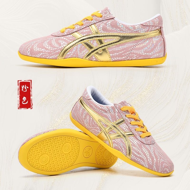 Pantofi Wu Shu de antrenament Unisex, partea superioară din microfibră, talpă din tendoane de vițel, toc mic 1–3 cm, respirabili, ușori, anti-derapare, încălțăminte fitness pentru interior