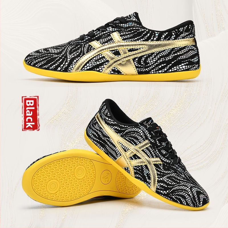 Pantofi Wu Shu de antrenament Unisex, partea superioară din microfibră, talpă din tendoane de vițel, toc mic 1–3 cm, respirabili, ușori, anti-derapare, încălțăminte fitness pentru interior