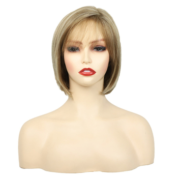 Perucă scurtă dreaptă cu breton Qi, fibre rezistente la temperatură, vopsibilă, model 0016A1