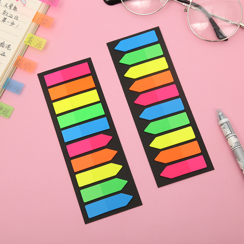 Etichete indicator fluorescente din PET, forme neregulate, set de 10 bucăți pentru note casnice, autocolante, cu acoperire din hârtie, 20 de foi, aproximativ 50 g