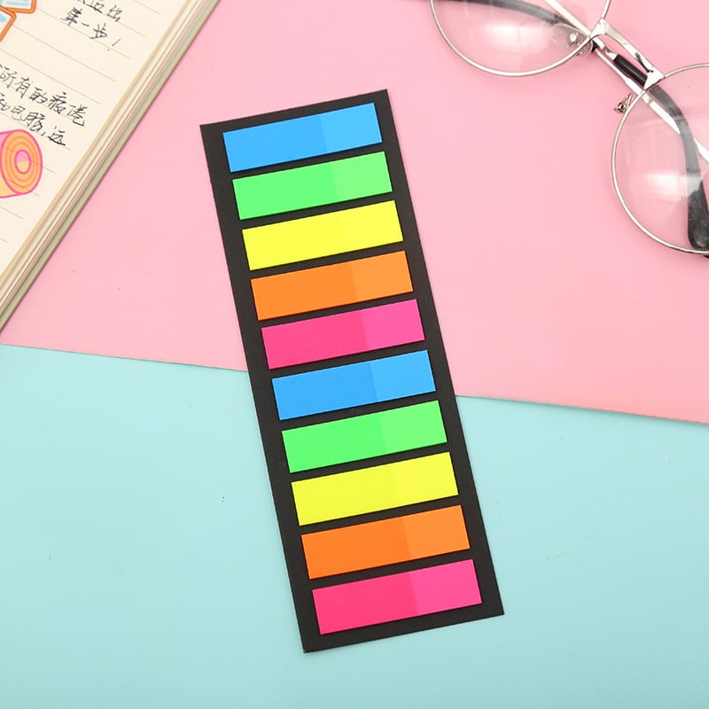 Etichete indicator fluorescente din PET, forme neregulate, set de 10 bucăți pentru note casnice, autocolante, cu acoperire din hârtie, 20 de foi, aproximativ 50 g
