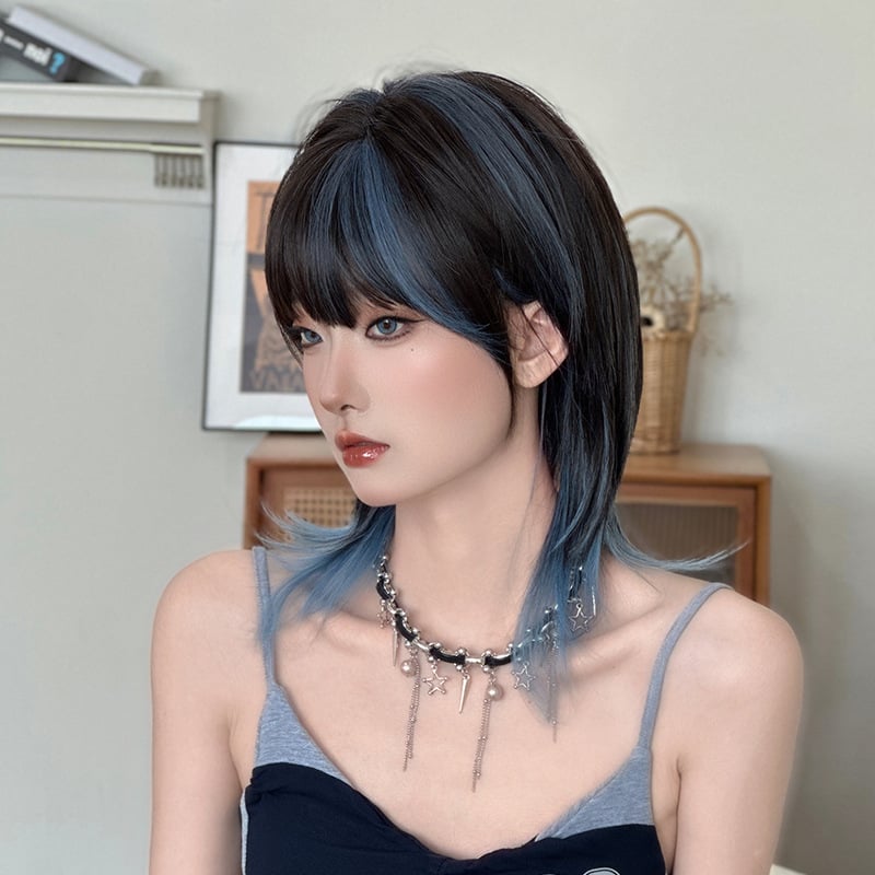 Perucă pentru femei, fibră sintetică rezistentă la temperatură, acoperire completă a capului, model D-120-5, tehnologie de procesare: mecanism, breton: drept sau înclinat