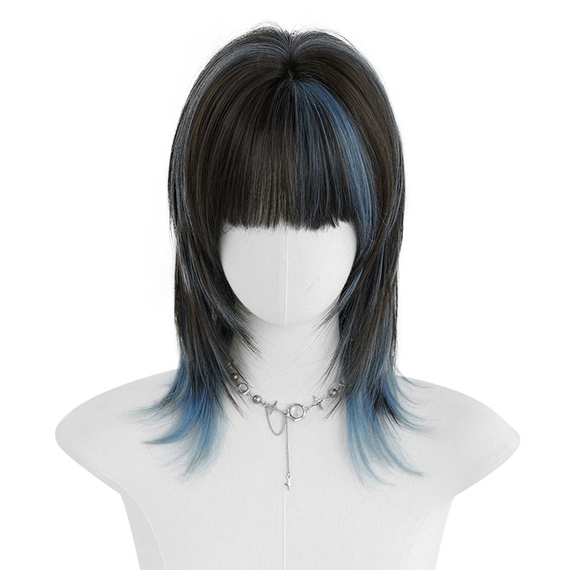 Perucă pentru femei, fibră sintetică rezistentă la temperatură, acoperire completă a capului, model D-120-5, tehnologie de procesare: mecanism, breton: drept sau înclinat