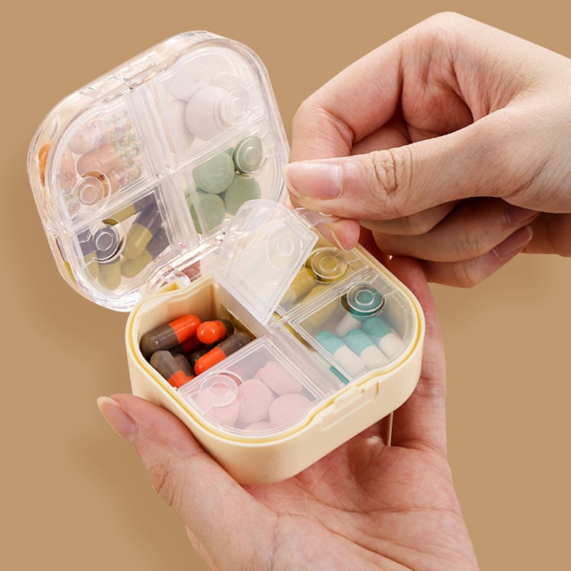 Cutie pentru pastile cu 8 compartimente, ABS material, etanșă, rezistentă la umiditate, organizator portabil pentru medicamente cu compartimente divizate