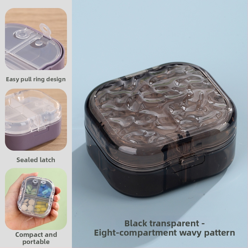 Cutie pentru pastile cu 8 compartimente, ABS material, etanșă, rezistentă la umiditate, organizator portabil pentru medicamente cu compartimente divizate