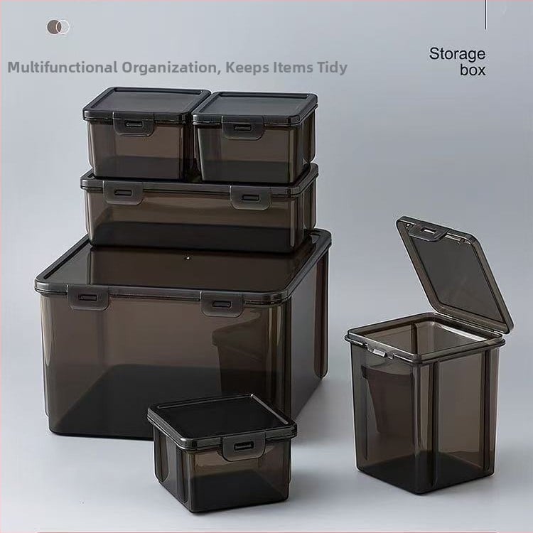 Cutie de depozitare pentru birou - Plastic PP, pliabilă, sigilată, poate fi stivuită, rezistentă la praf, stil japonez