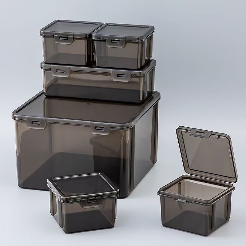 Cutie de depozitare pentru birou - Plastic PP, pliabilă, sigilată, poate fi stivuită, rezistentă la praf, stil japonez