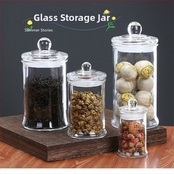 Borcane rotunde din sticlă, sigilate – rezistente la umezeală pentru ceai și condimente, depozitare de bucătărie