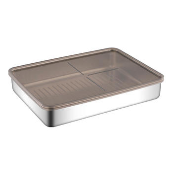 Cutie de păstrare a alimentelor din oțel inoxidabil 304, dreptunghiulară, cu capac, stil japonez, capacitate 1-2 L