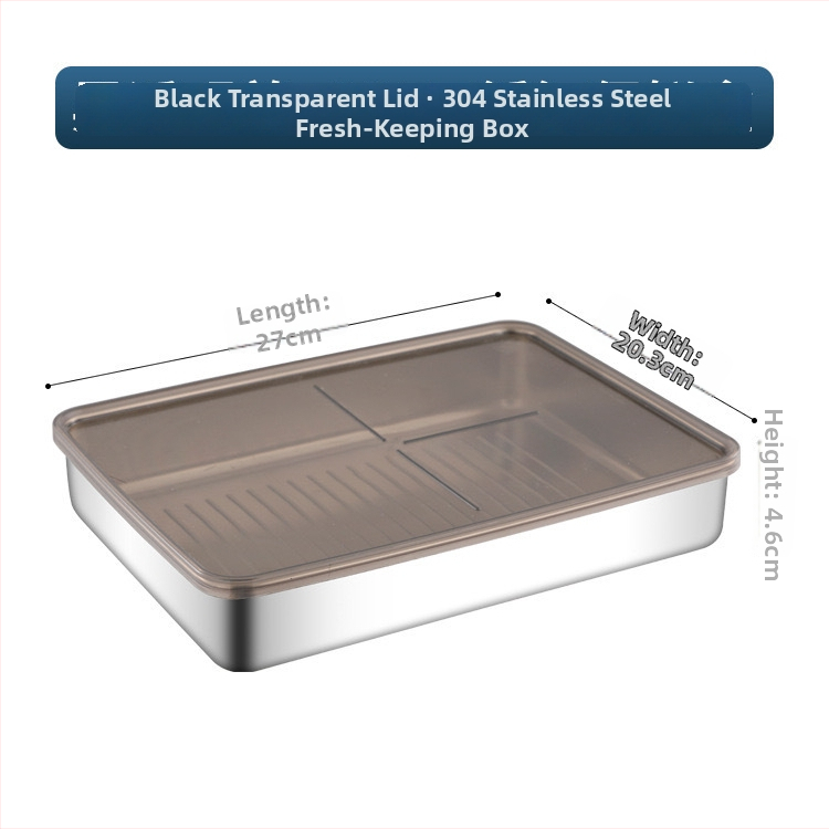 Cutie de păstrare a alimentelor din oțel inoxidabil 304, dreptunghiulară, cu capac, stil japonez, capacitate 1-2 L