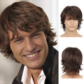 Perucă pentru bărbați, aspect natural, fibre sintetice rezistente la temperatură, mecanism de fabricație