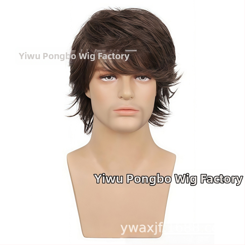 Perucă pentru bărbați, aspect natural, fibre sintetice rezistente la temperatură, mecanism de fabricație