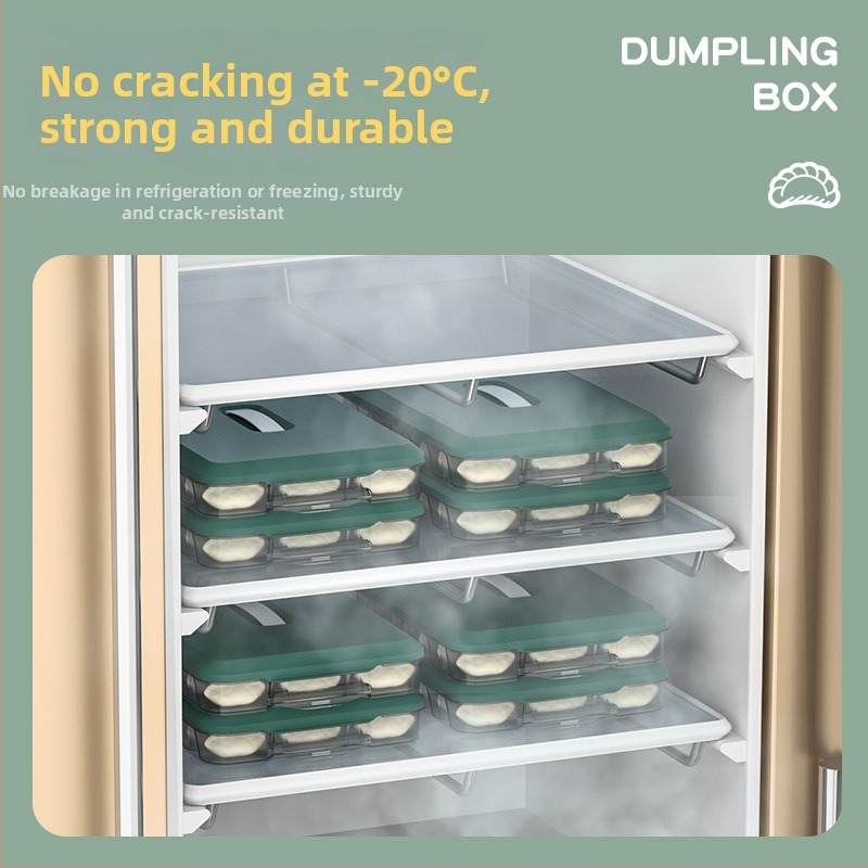 Cutie pentru depozitare dumplings cu capac – plastic, tavă cu mai multe straturi pentru păstrarea prospețimii