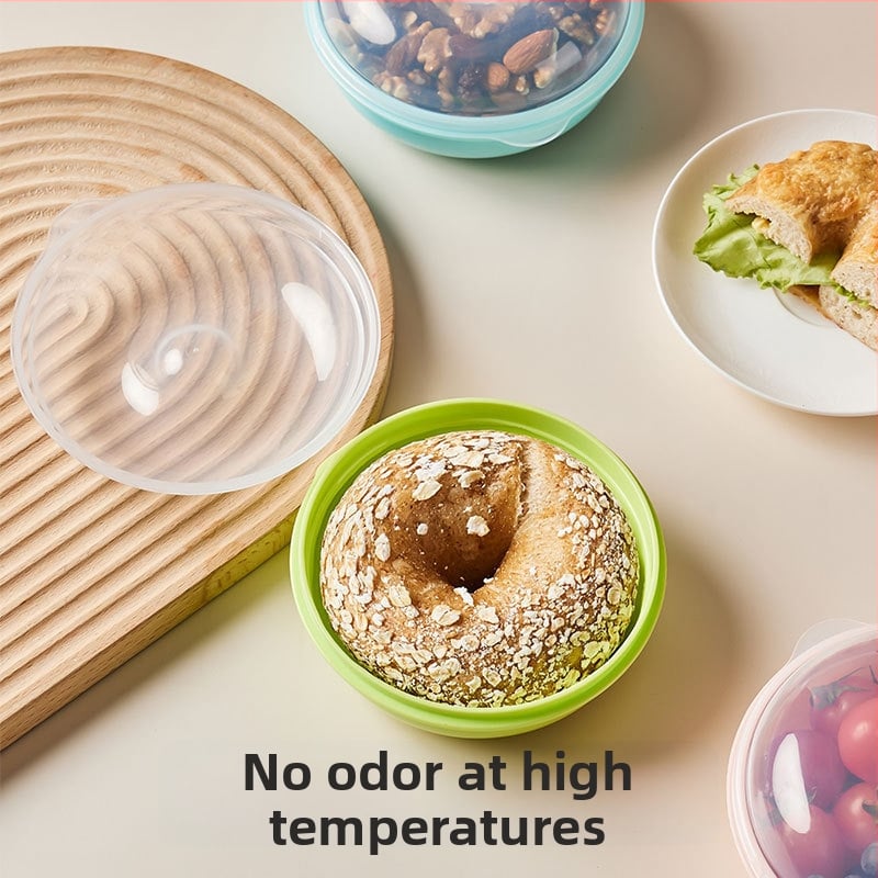 Vant cutie rotundă din plastic pentru fructe și pâine, compatibilă cu microunde, 301–500 ml