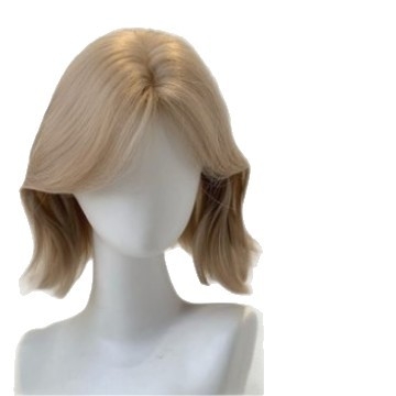 Perucă pentru femei, păr buclat realist cu curling spre exterior, breton în formă de opt, fir de înaltă temperatură, mecanism de prelucrare, modelare a feței