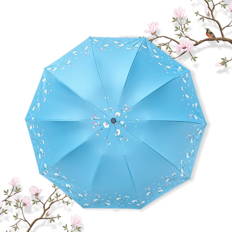 Ομπρέλα εξωτερικού χώρου για ήλιο και βροχή, αυτόματη έναρξη ανοίγματος, σκελετός από σίδηρο με πλαστική λαβή, σχέδιο με πάπια, UPF >30, εκτύπωση λογότυπου