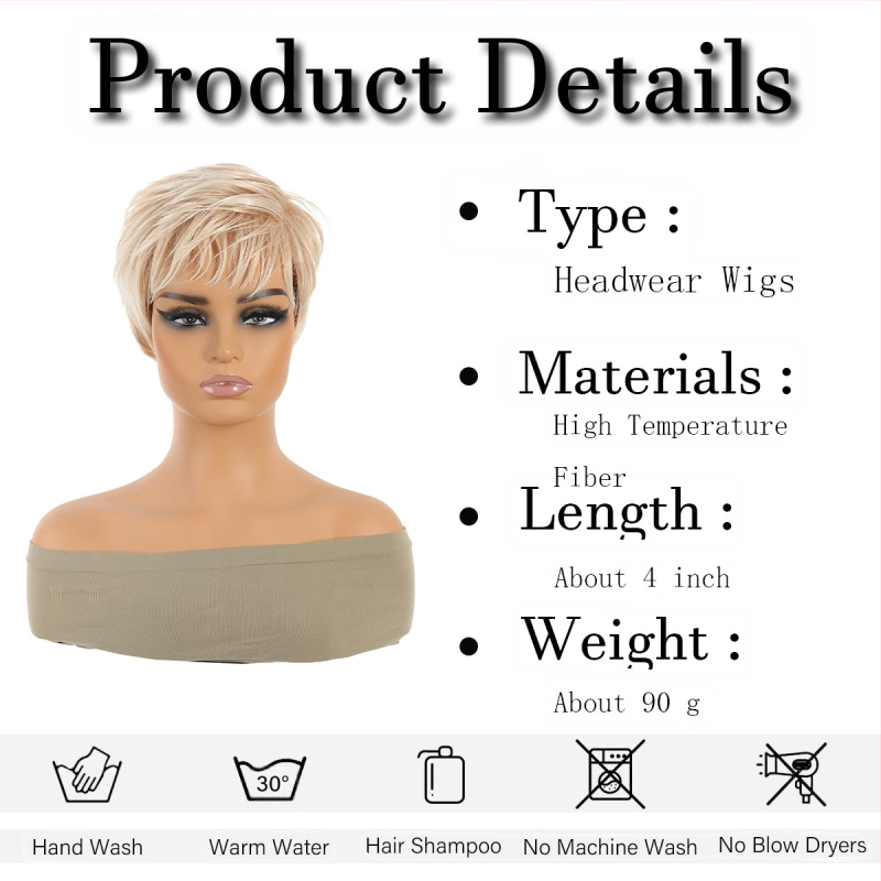 Perucă sintetică scurtă, păr drept, stil voluminos, fibre rezistente la căldură, model DM247-22H60