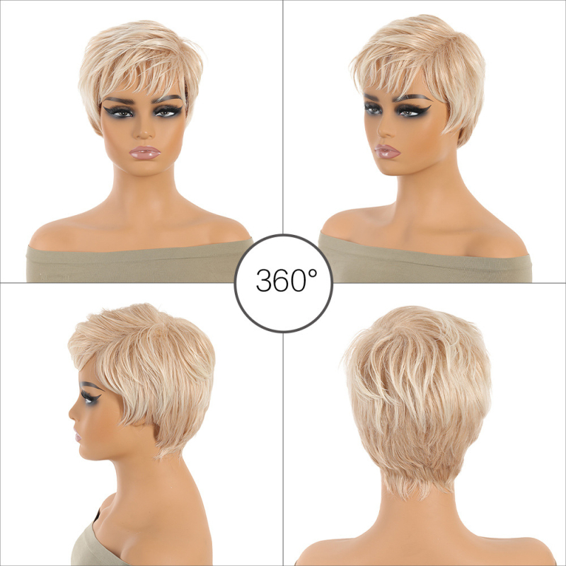 Perucă sintetică scurtă, păr drept, stil voluminos, fibre rezistente la căldură, model DM247-22H60