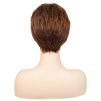 Perucă pentru femei, scurtă, drept texturată - Model 0076, fir rezistent la temperatură înaltă, proces mecanic, breton: drept sau înclinat