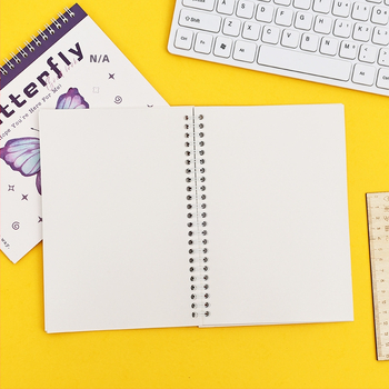 Jurnal cu temă fluture, cu două fețe, legat în spirală, hârtie din pulpă de lemn brută, 1–50 de pagini