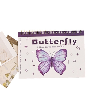 Jurnal cu temă fluture, cu două fețe, legat în spirală, hârtie din pulpă de lemn brută, 1–50 de pagini