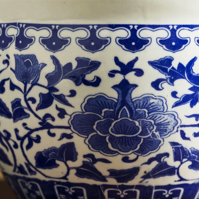 Recipient ceramic pentru depozitare orez cu capac, stil chinezesc, rezistent la umiditate