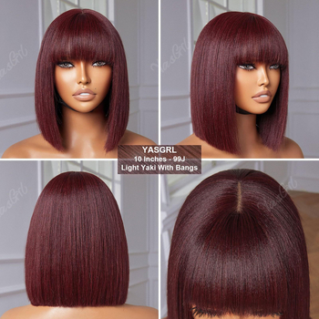 Perucă cu păr scurt drept și breton, fibre sintetice rezistente la căldură, model OM