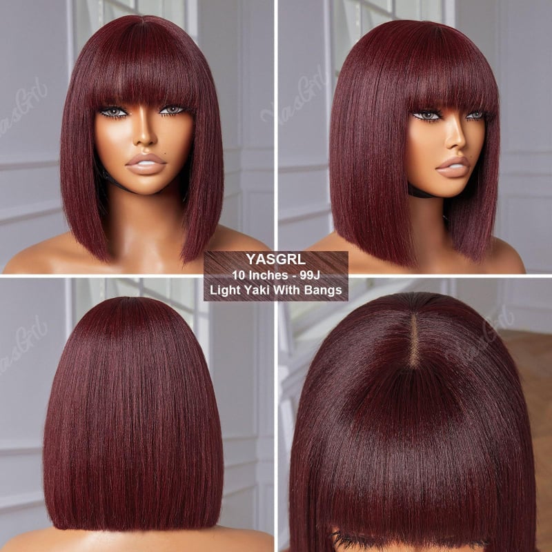 Perucă cu păr scurt drept și breton, fibre sintetice rezistente la căldură, model OM