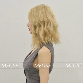 Perucă cu păr scurt buclat, aspect natural și realist, breton Qi, fire de înaltă temperatură, model MG-DJ001-JS