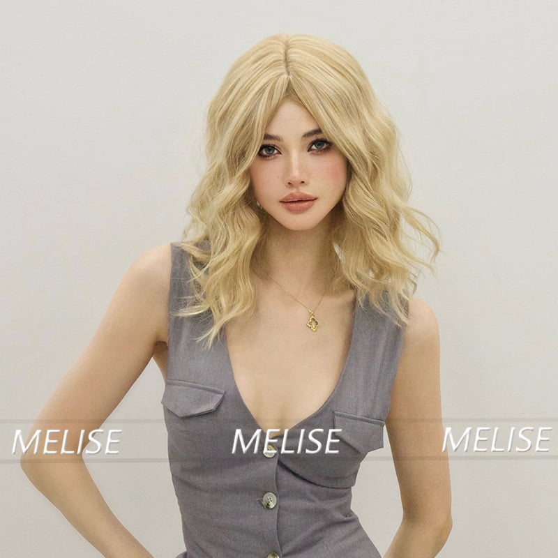 Perucă cu păr scurt buclat, aspect natural și realist, breton Qi, fire de înaltă temperatură, model MG-DJ001-JS