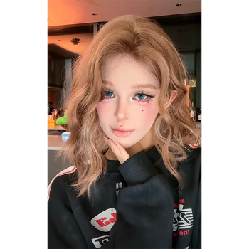 Perucă scurtă buclată cu efect pufos - fir de înaltă temperatură, model 0654, mecanism de fabricație, nu poate fi vopsită