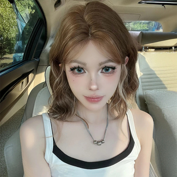 Perucă scurtă buclată cu efect pufos - fir de înaltă temperatură, model 0654, mecanism de fabricație, nu poate fi vopsită