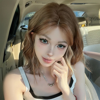 Perucă scurtă buclată cu efect pufos - fir de înaltă temperatură, model 0654, mecanism de fabricație, nu poate fi vopsită