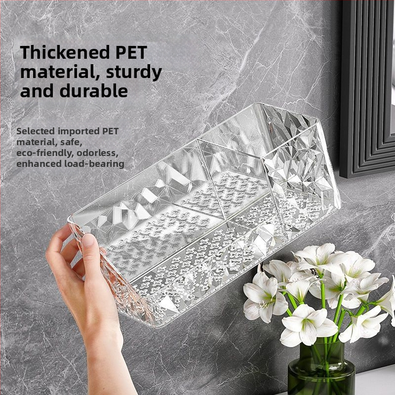 Raft plastic montat pe perete cu cutie drenaj – fără găuri, 1 nivel, multifuncțional pentru baie/fard/bucătărie