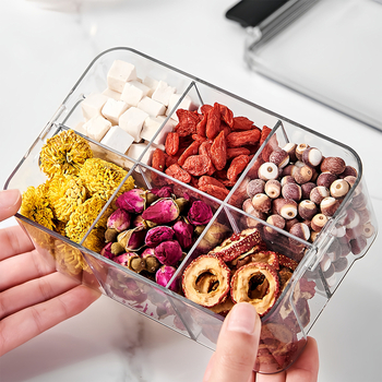 Cutie de depozitare ceai și cereale cu compartimente, etanșă, PET alimentar, pătrat, 501–800 ml, rezistent la umezeală