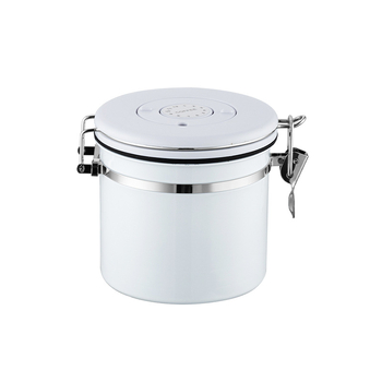 Recipient pentru cafea boabe cu supapă de ventilație și spațiu pentru lingură, din oțel inoxidabil 304, rotund, 1–2 L