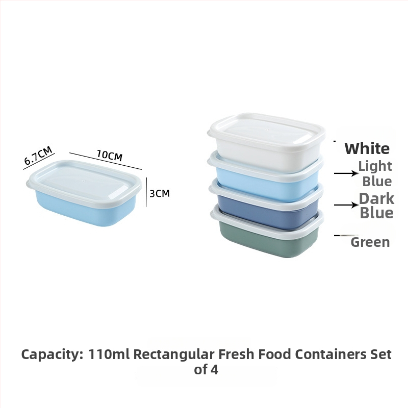 Set de patru recipiente pătrate din plastic pentru păstrarea alimentelor, compatibile cu microundele, capacitate 301-500 ml