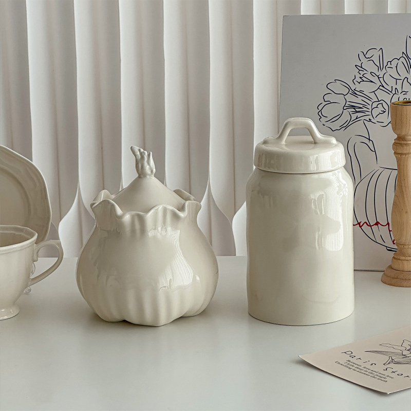 Borcan ceramic de depozitare în stil franțuzesc, compatibil cu microunde, formă neregulată