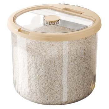 Recipient rotund din plastic transparent pentru orez – sigilat, rezistent la umezeală și insecte, plastic PP, capacitate 4–5 L